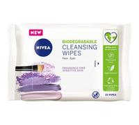 Nivea Biodegradable Cleansing Wipes Sensitive Skin (25 sheets), Biodegradable Wipes from 100 Percent Plant Fibres, Sensitive Make-Up Wipes, Face Wipes
