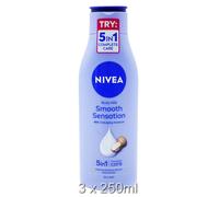 NIVEA BODY MILK SMOOTH SENSATION DRY SKIN MOISTURISING CREAM 250ML 3 PACK