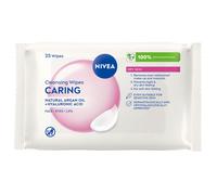 NIVEA Caring 3-in-1 Cleansing Face Wipes for Dry Skin (25 Sheets), Nourishing Face Cleanser and Makeup Wipes for Gentle Yet Effective Makeup Removal,