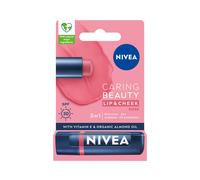 NIVEA Caring Beauty Rose Nude Lip Balm SPF30 (4.8g), 3-in-1 Buttery Lip and Cheek Tint, Rich Colour and 24H Moisturisation with SPF 30 Protection