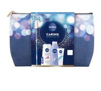 NIVEA Caring Moments of Joy Gift Set, Holiday Collection with Cashmere Body Wash, Irresistibly Smooth Lotion, Soft Cream, Cosmetic Bag
