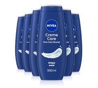 NIVEA Crème Care Shower Cream (500ml, Pack of 6) Caring Shower Body Cream Enriched with Almond Oil, Moisturising Shower Gel Body Wash with Vitamin C, E