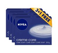 NIVEA Creme Care Soap Bar Original Scent of NIVEA Creme 100g Pack Of 4 | Protection Against Bacteria, Allergens & Pollution