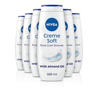 NIVEA Crème Soft (500ml, Pack of 6) Caring Shower Body Cream Enriched with Almond Oil, Moisturising Shower Gel Body Wash with Jojoba Oil, Glycerin and Panthenol