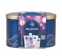 NIVEA Delightful Moments Of Joy Gift Set, 5-Piece Collection | Includes Micellar Water Eye Make-Up Remover, Moisturising Face Mask, Day Cream, Cream Wash with Stylish Oval Tin