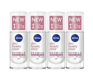 NIVEA Deo Beauty Elixir DEOMILK Gentle 48h Roll-On Deodorant 40ml (Set Of 4)