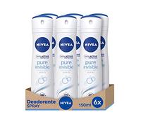 NIVEA Deodorant Spray Pure Invisible 6 x 150 ml, Women's Deodorant for 72 Hour Invisible Protection, Deo Anti-Perspirant Spray Alcohol Free, Leaves No Residue on Skin and Clothes