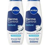 NIVEA Derma Control Defend Shower Gel 500ml, Comforting Body Wash with Hyaluronic Acid and Pro-Vitamin B5, Ideal for Sensitive Skin, Mild Fragrance (Pack of 2)