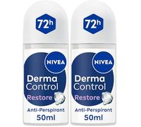 NIVEA Derma Control Restore Roll On (50ml), 72H Anti-Perspirant Protection with Hyaluronic Acid and Vitamin E, Hypoallergenic Deodorant for Sensitive Skin (Pack of 2)