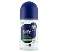 Nivea Derma Control Sensitive Antiperspirant Deodorant for Men, 72 Hours Protection Against Sweat, Hyaluronic Acid and Vitamin E, Irritates the Armpits, Sensitive Skin, Roll-on 50 ml