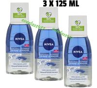 NIVEA Double Effect Make-Up Remover Removes Waterproof Eye Makeup 3x Bottles
