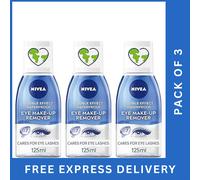 NIVEA Double Effect Waterproof Eye Make-Up Remover (125ml), Daily Use Face Cleanser for Make-Up and Mascara with Cornflower Extract and Biotin