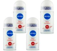 Nivea Dry Comfort 72hr Dual Protect Roll-On Womens Deodorant 50ml (Set Of 4)