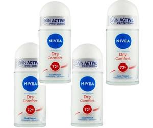 Nivea Dry Comfort 72hr Dual Protect Roll-On Womens Deodorant 50ml (Set Of 4)