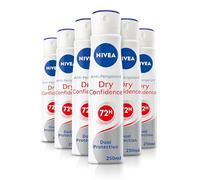 NIVEA Dry Confidence 72H Anti-Perspirant Deodorant Spray (250ml, Pack of 6), Women's Sweat Block Aerosol Anti-Perspirant Spray with 72H Odour Protection Effect, Daily Use Women's Deodorant