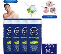 NIVEA Energy Shower Gel With Mint Extracts For Body, Face & Hair 4 x 250ml