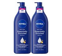 NIVEA Essentially Enriched Body Lotion 16.9 oz (Pack of 2) | Hydrating Body Lotion with Hyaluronic Acid, Almond Oil and Deep Nourishing Serum, For Dry to Very Dry Skin,72-Hour Moisture