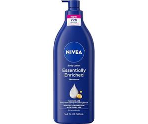NIVEA Essentially Enriched Body Lotion for Dry Skin, 48-Hour Moisturizing Lotion with Deep Nourishing Serum and Almond Oil, 16.9 Fl Oz Pump Bottle