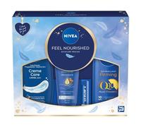 NIVEA Feel Nourished Gift Set (4 Products), Skincare Women's Gift Set with NIVEA Shower Cream, Firming Body Lotion, Intensive Moisture Hand Cream and Caring Lip Balm