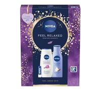 Nivea feel relaxed gift set Skincare Moments 3 pieces Cashmere & Cottonseed Oil Irrestibly Smooth Body Lotion Original Caring lip Balm