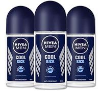 NIVEA For Men Cool Kick Antiperspirant Roll-On Deodorant 50ml (Pack of 3)