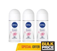 Nivea Fresh Rose Touch Roll-on Deodorant Antibacterial 48H Sweat Protect 3-Pack