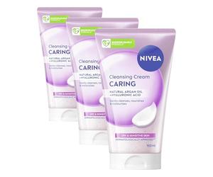 NIVEA Gentle Face Cream Wash (150ml), Face Cleanser with Almond Oil and Hydramine Gently Cleanses for Smooth, Healthy Skin, Face Wash for Dry and Sensitive Skin (Pack of 3)
