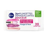 NIVEA Gentle Make-Up Remover Wipes for Dry & Sensitive Skin 100% Plant Fibres (6 x 20 Pieces), Face Makeup Remover, Eyes & Lips, 3-in-1 Cleansing Wipes - 120 Pieces