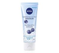Nivea Gentle Rice Scrub (1 x 75 ml), Natural Exfoliator Enriched with Japanese Rice Seeds & Organic Blueberries, Revitalising Facial Care for Normal Skin