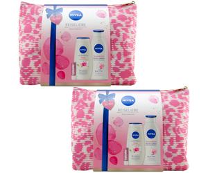 Nivea Gift Set Travel Love 2 Sets= 2 x Shower /Body Lotion /Labello /Bag