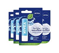 NIVEA Lip Balm Hydro Care with SPF 15 Pack of 4 (4 x 4.8g), Hydrating Lip Balm with Aloe Vera, Moisturising Lip Care with Natural Oils for 12h Moisture Care, Lip Balm SPF 15