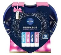 Nivea Kissable Moments Lip Balm Gift Set, 4 Pieces, Hydro Care, Pearly Shine, Original Care, Soft Rose, 4.8g Each