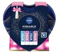 Nivea Kissable Moments Lip Balm Gift Set, 4 Pieces, Hydro Care, Pearly Shine, Original Care, Soft Rose, 4.8g Each