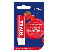 NIVEA Lip Balm Fruity Shine Strawberry (4.8g, Pack of 12), Moisturising Lip Balm Enriched with Natural Oils, Shimmery Lip Gloss for Girls for 24h Hydration, Lip Care