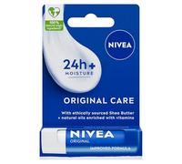 NIVEA Lip Balm Original Care (4.8g) Lip Balm Deeply Hydrates Lips for 24h+, with 100% Natural Origin Ingredients, Shea Butter, and Vitamins, Lip Care