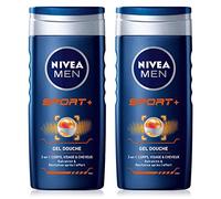 NIVEA MEN 3 in 1 Sport Shower Gel (2 x 250 ml), Men's Body Wash for Body, Face and Hair, Gentle After Sports Cleanser, Conditioner & Freshness Shower Soap 24 Hours