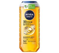 NIVEA MEN Active Energy Shower Gel, pH Neutral Shower Gel with 24-Hour Fresh Effect for Men, Revitalising Formula with Caffeine for Body, Face and Hair (250 ml)