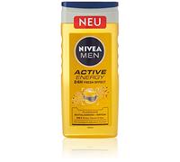 NIVEA MEN Active Energy Shower Gel (250ml), Refreshing Shower Gel with Natural Caffeine, Revitalising Shower for Body, Face and Hair