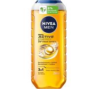 NIVEA MEN Active Energy Shower Gel, pH Neutral Shower Gel with 24-Hour Fresh Effect for Men, Revitalising Formula with Caffeine for Body, Face and Hair (250 ml)