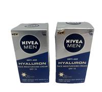 Nivea Men ANTI AGE HYALURON Day Cream Face Moisturiser SPF15 50ml - 2 Pack