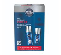 NIVEA MEN Anti-Age Power Gift Set (2 Products) - Men's Gift Set - Anti-Wrinkle Skincare Duo includes Face Moisturising Day Cream and Dark Spot Reducing Face Serum