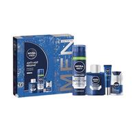 NIVEA MEN Anti Age Regime Gift Set (4 Products), Men's Anti Wrinkle Skincare Gift Set with Shaving Foam, Post Shave Balm, Face Moisturising Day Cream, and Eye Cream