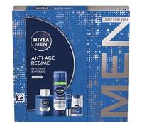 NIVEA MEN Anti Age Regime Gift Set (4 Products), Men's Anti Wrinkle Skincare Gift Set with Shaving Foam, Post Shave Balm, Face Moisturising Day Cream, and Eye Cream