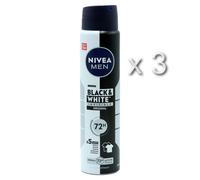 NIVEA MEN BLACK & WHITE INVISIBLE ANTI-PERSPIRANT DEODORANT BIG 250ML CAN 3 PACK