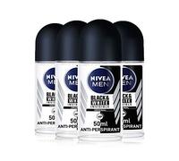 Nivea Men Antiperspirant Roll-On Black & White Invisible Original - 0% Alcohol, 48 Hour, 4 x 50ml