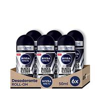 NIVEA Men Black & White Invisible Original Roll-on Pack (6 x 50 ml) deodorant for men care, invisible deodorant for skin and clothing protection