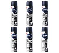 NIVEA MEN Black & White Invisible Original Spray 72h (6 x 200 ml), Men's Care Stain Deodorant