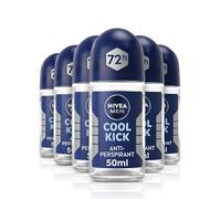 NIVEA MEN Cool Kick Anti-Perspirant Deodorant Roll On Pack of 6 (6 x 50 ml), Men's Anti-Perspirant Deodorant, Fresh Men's Roll On Deodorant + Fresh