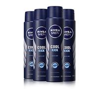NIVEA MEN Cool Kick Anti-Perspirant Deodorant Spray Pack of 4 (4 x 250ml), Men's Anti-Perspirant Deodorant, Fresh 48H Protection Deodorant Men's Aerosol Spray + Cool-Care