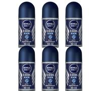 Nivea Men Cool Kick Roll On Deodorant 50ml x6 Bulk Pack Long Lasting